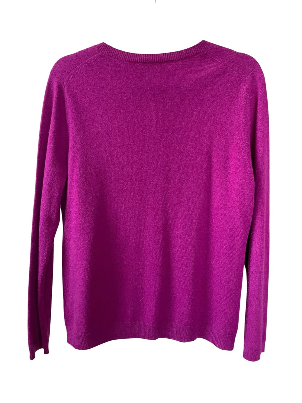 HOLT RENFREW Cashmere Crewneck Button Cardigan Sweater Magenta Purple L - Picture 3 of 8